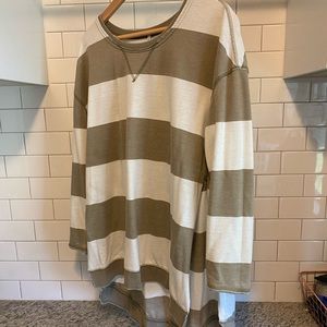Z Supply Weekender - Tan & White Striped Pullover